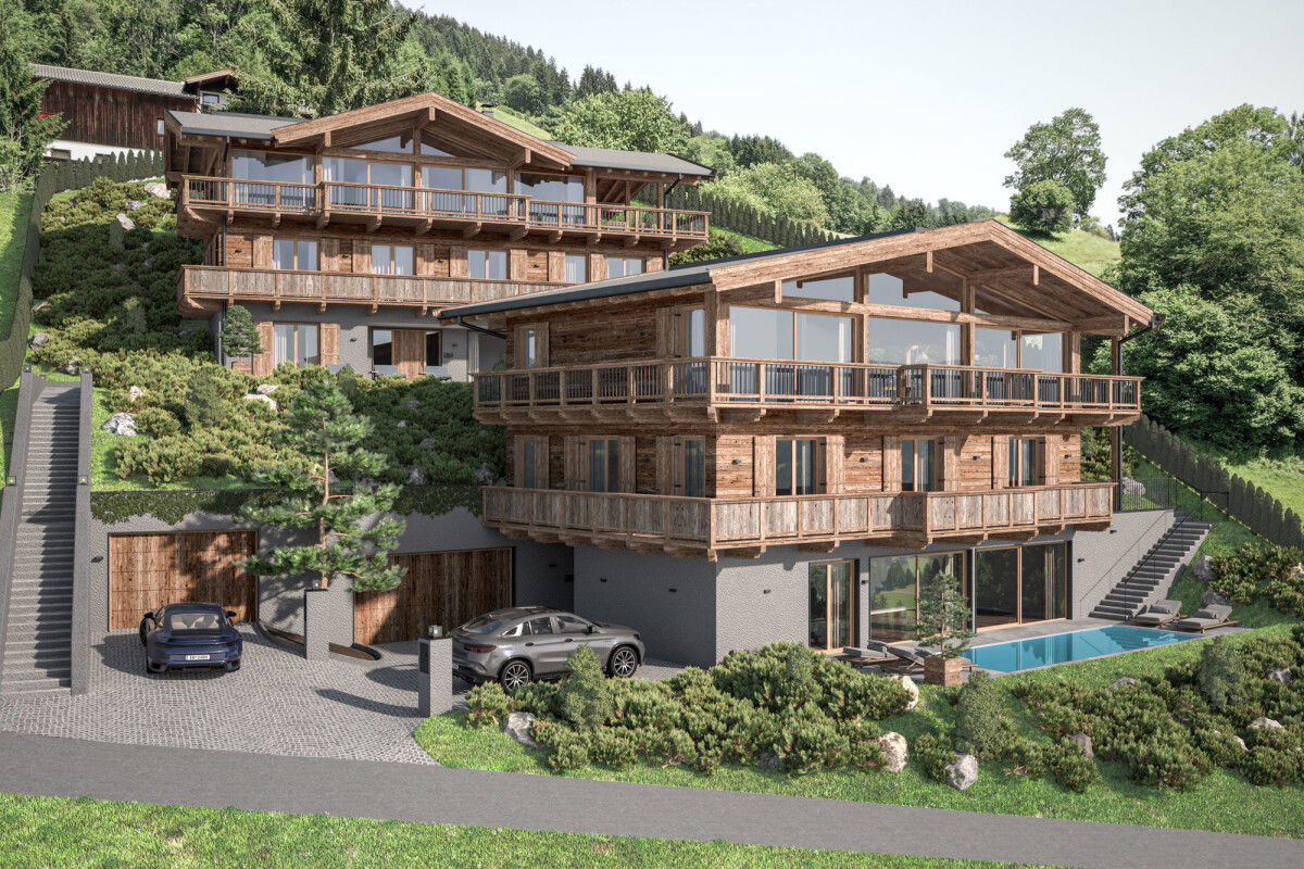 KITZIMMO-Grundstück mit Baugenehmigung für 2 Luxuschalets - Immobilien Itter kaufen.