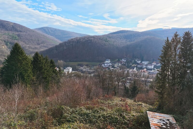 Grundstück und Ausblick Richtung Feuerstein und Dambach