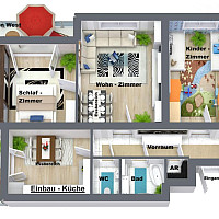 001a 3D Floor Plan beschriftet