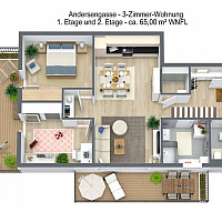 Grundriss - 1. und 2. Etage 3-Zimmer-Whg