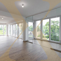 Musterfoto Wohn-, Ess- und Kochbereich mit Wintergarten