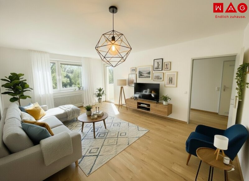 Wohnzimmer_ Deko/Möbel Einrichtungsbeispiel KI generiert