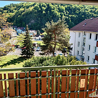 Blick vom Balkon ins Grüne