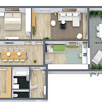 TF Radegunder Straße - 1. Etage - 3D Floor Plan