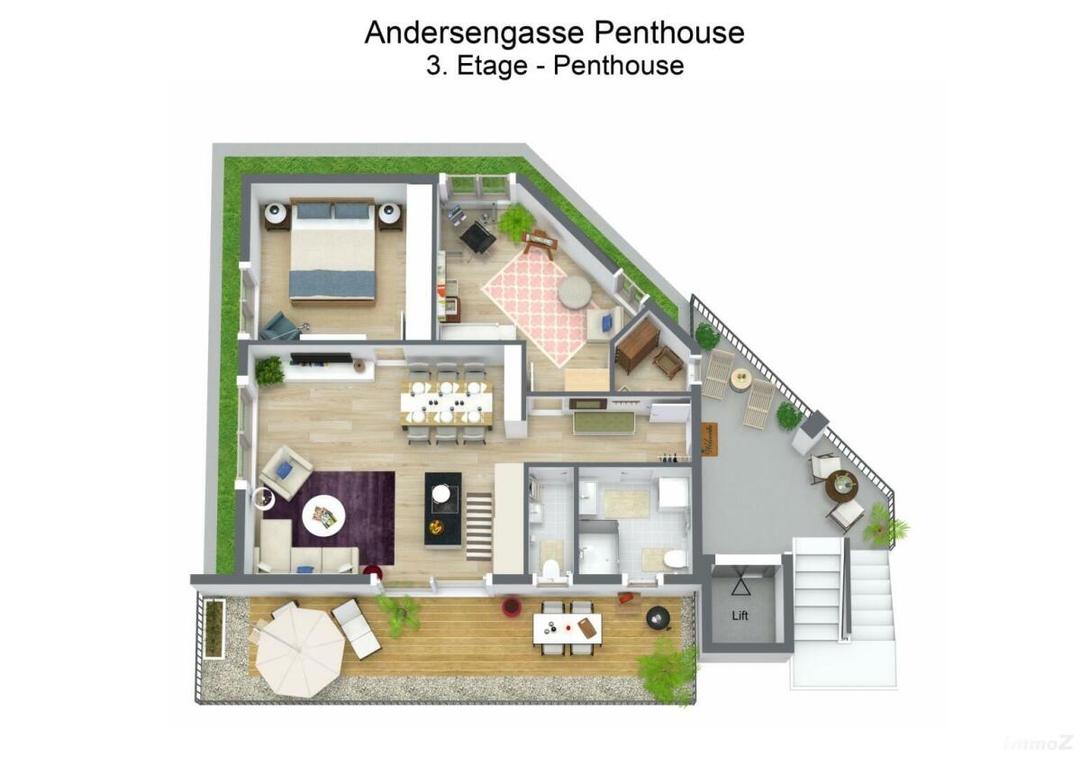 Andersengasse Penthouse - 3. Etage - Penthouse - 3D Floor Plan