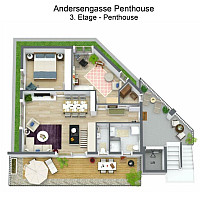 Andersengasse Penthouse - 3. Etage - Penthouse - 3D Floor Plan