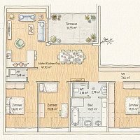 Terrassenwohnung im DG - 5.OG auf 124m² + 15m² Terrasse